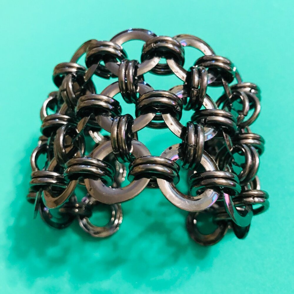 CHUNKY GEOMETRIC SILVER TONE CHAIN LINK BRACELET